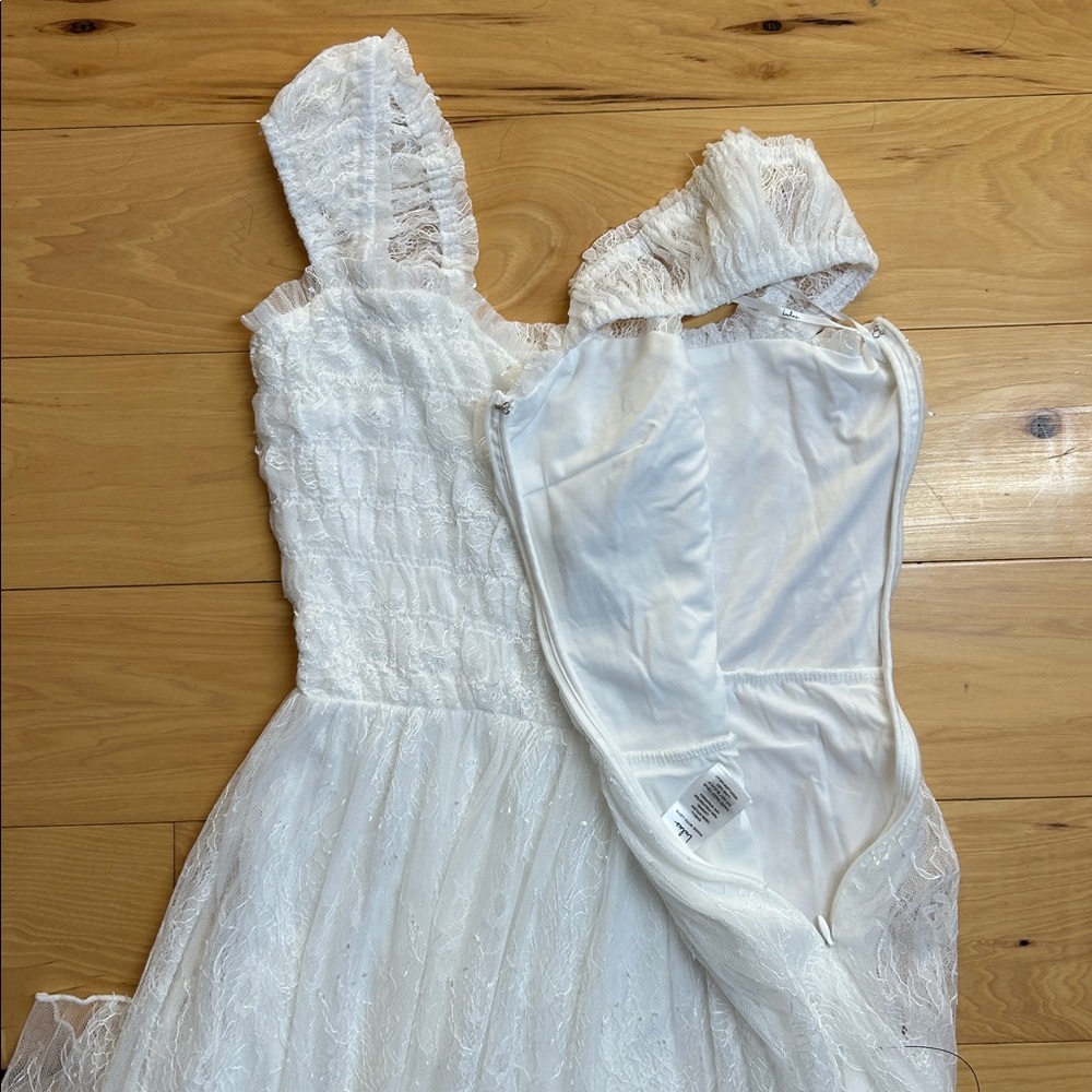 NWT Lulus White Sheer Lace Midi Dress | Size Small - Picture 7 of 11